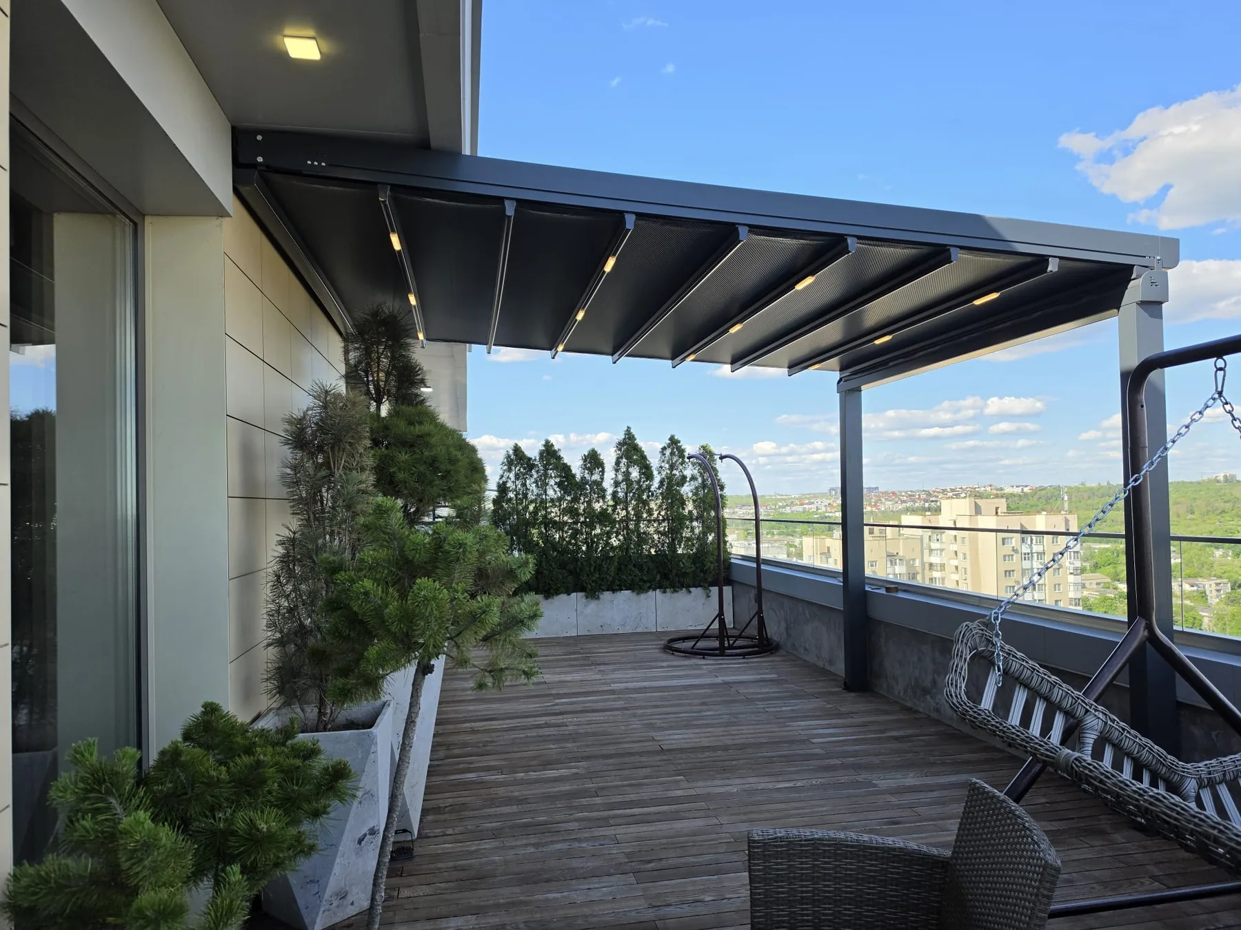 Retractable pergola roof installation 8