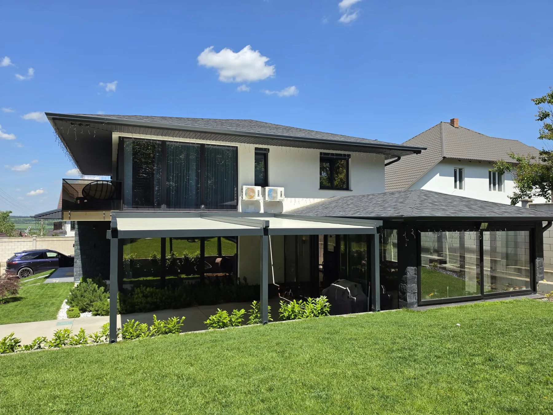 Retractable pergola roof installation 14