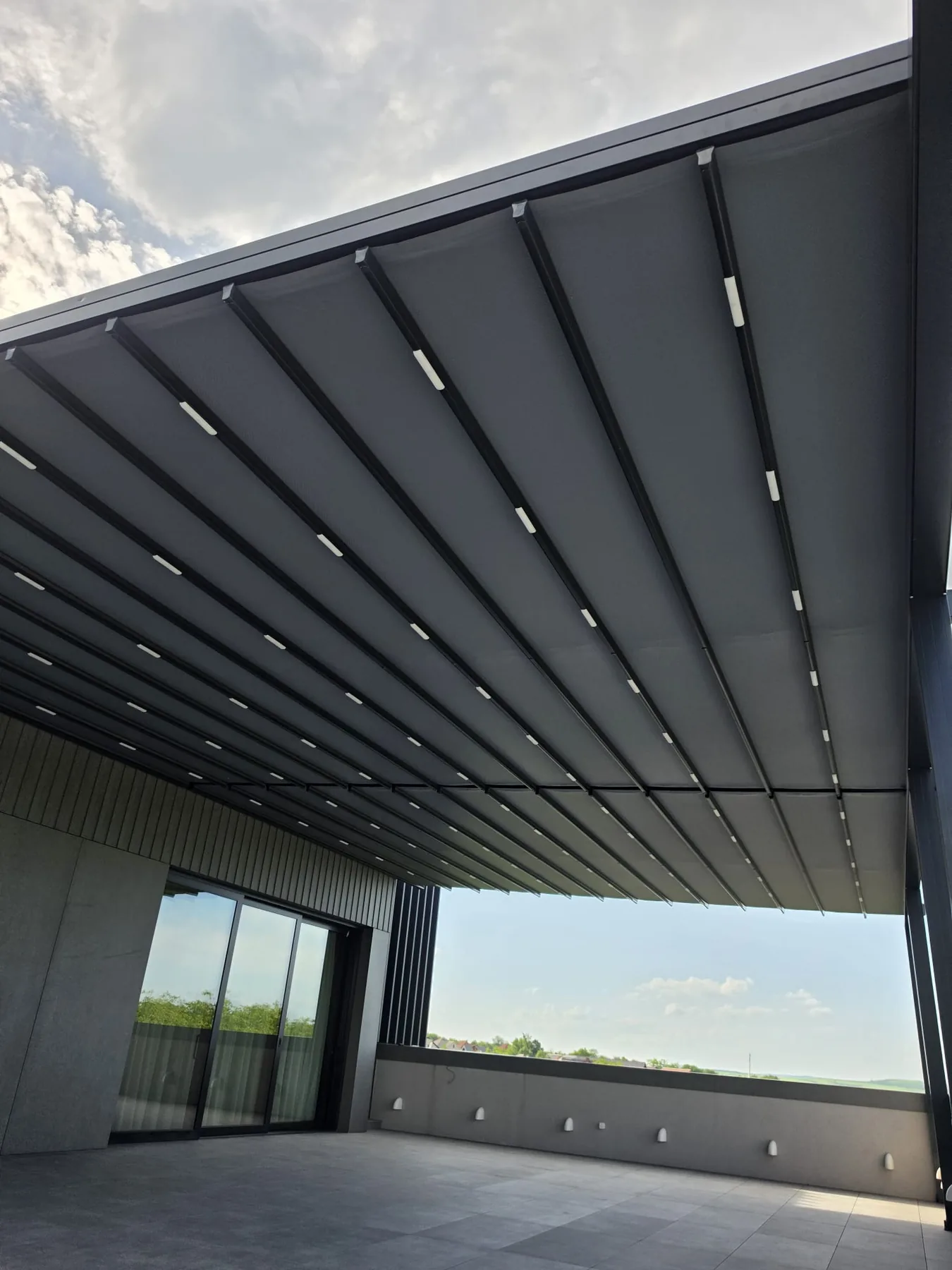 Retractable pergola roof installation 18